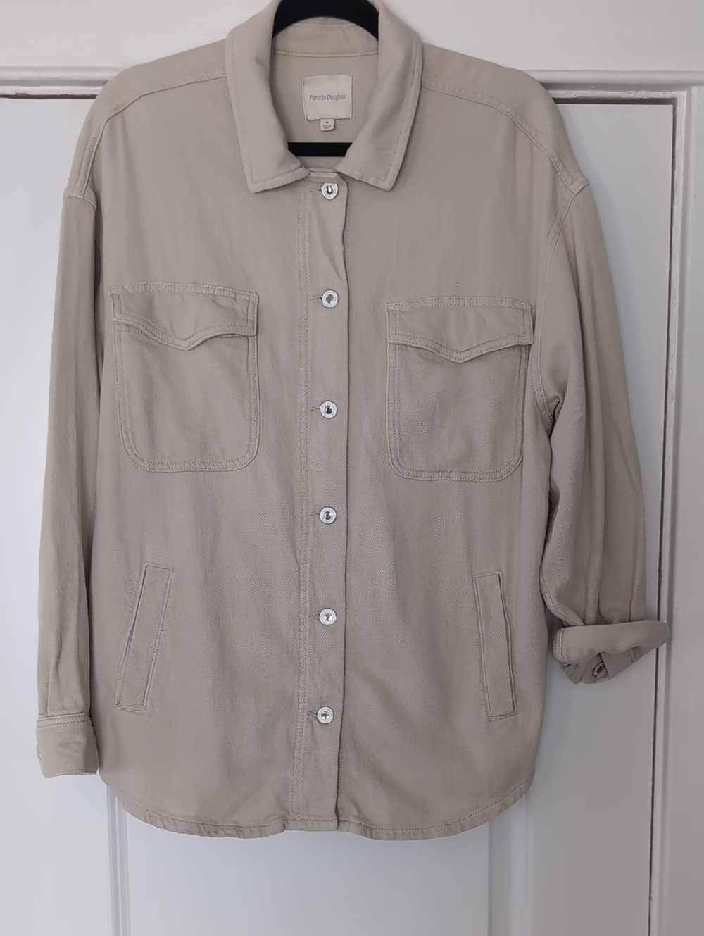Favorite Daughter Dad Shacket- Bone Open Twill
